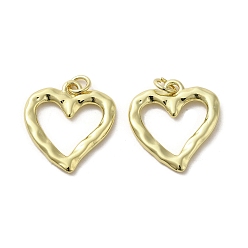 Real 18K Gold Plated Rack Plating Brass Pendants, Lead Free & Cadmium Free, Long-Lasting Plated, Heart Charms, Real 18K Gold Plated, 20x18x2mm, Hole: 3mm