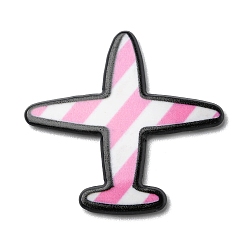 Hot Pink Opaque Acrylic Cabochons, Plane, Stripe Pattern, Hot Pink, 28.5x30x1.7mm