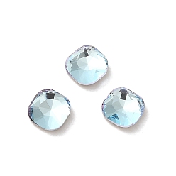Light Azore Glass Rhinestone Cabochons, Point Back & Back Plated, Faceted, Square, Light Azore, 5x5x2mm