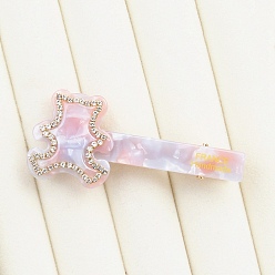Thistle Bear Cellulose Acetate Claw Hair Clips, with Rhinestone, Hair Accessories for Women & Girls, Thistle, 65x28x15mm