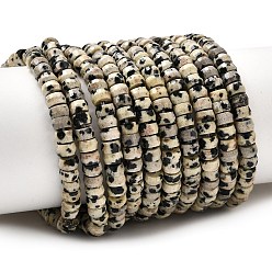 Далматинских Джаспер Природные яшмы далматин бисер нитей, рондель, граненые, 4x2.5 мм, отверстие : 0.9 мм, около 151~155 шт / нитка, 14.57''~14.96'' (37~38 см)