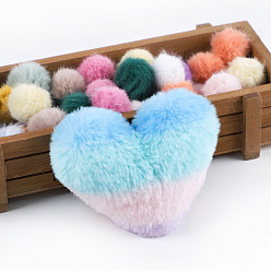 Colorful Imitation Fur Pom Pom Balls, for DIY Keychain Bag Making Accessories, Heart, Colorful, 10x8cm