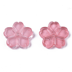 Light Coral Transparent Spray Painted Glass Beads, Flower, Light Coral, 11.5x12x2.5mm, Hole: 0.9mm