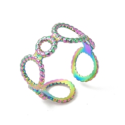 Rainbow Color Ионное покрытие (ip) 304 круглая манжета из нержавеющей стали для женщин, Радуга цветов, размер США 7 1/4 (17.5 мм)