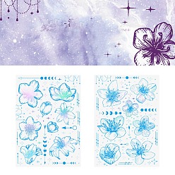 Flower Waterproof PET Sticker, Self-adhesion, for DIY Albums Diary, Laptop Decoration Cartoon Scrapbooking, Plum Blossom Pattern, 148x105mm