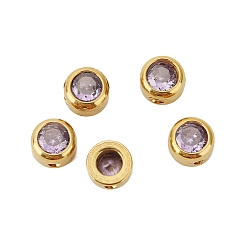 Thistle Cubic Zirconia Beads, with Stainless Steel Finding, Flat Round, Thistle, 6mm, Hole: 1.4mm