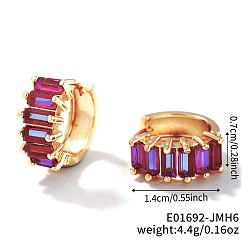 Фиолетовый Милые квадратные серьги-кольца из латуни с кубическим цирконием, модные универсальные аксессуары, золотые, фиолетовые, 7x14 мм