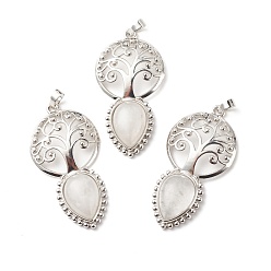 Quarzkristall Natürlichen Quarzkristall große Anhänger, mit platinen Messing Zubehör  , cadmiumfrei und bleifrei, Baum mit Träne, 55x28x8 mm, Bohrung: 4.8x7.5 mm