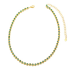 Green Hip-hop Style Copper Zircon Necklace for Women, Fashionable Lock Collar Chain