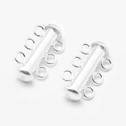 Silver Sterling Silver Slide Lock Clasps, Peyote Clasps,, Silver, 18~19x11x6mm, Hole: 2mm