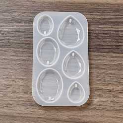 White DIY Teardrop Pendant Silicone Molds, Resin Casting Molds, for UV Resin, Epoxy Resin Jewelry Making, White, 118x65x7mm, Hole: 2mm, Inner Diameter: 18~28.5x24~40mm