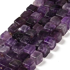 Amethyst Natural Amethyst Beads Strands, Cube, Grade A, 8~9x8~9x8~9mm, Hole: 1.2mm, about 38~39pcs/strand, 15.08~15.35 inch(38.3~39cm)