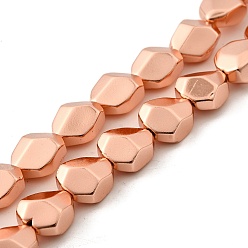 Гальванический Розовый Золотой Стеклянные бусины с гальваническим покрытием , самородки, полное покрытие, граненые, покрытием из розового золота, 12x10x7 мм, отверстие : 1 мм, около 37 шт / нитка, 17.44'' (44.3 см)