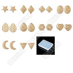 Золотой 20шт 10 стиль текстурированные подвески из нержавеющей стали, для серьги аксессуары, разнообразные, золотые, 15~20x12~20x1~2.5 мм, отверстие : 1.2 мм, 2 шт / стиль.