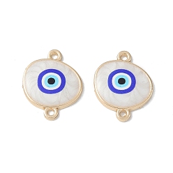Плоский Круглый Шармы разъема эмали сплава покрытия стойки, cmолой, злые глаза, без кадмия, без никеля и без свинца, золотые, плоско-круглые, 21x17x2.5 мм, отверстие : 1.5 мм