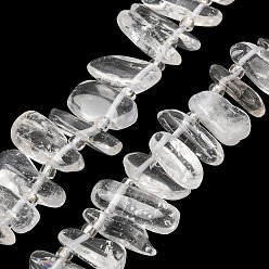 Quartz Crystal Natural Quartz Crystal Rock Crystal Beads Strands, Nuggets, with Seed Beads, Top Drilled, 10~20x4~10x2.5~6mm, Hole: 1mm, about 55pcs/strand, 14.96''(38cm)