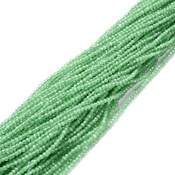 Light Green Cat Eye Beads Strands, Round, Faceted, Light Green, 2mm, Hole: 0.2mm, 14.17 inch(36cm), 174~184pcs/strand