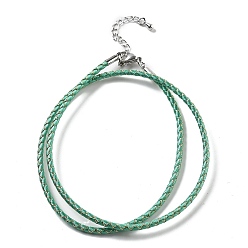 Средний Бирюзовый Изготовление плетеных ожерелий из полиэфирного шнура, с латунной фурнитурой , нержавеющая сталь застежками, долговечный, платина, средне бирюзовый, 18-3/4 дюйм (47.5 см)