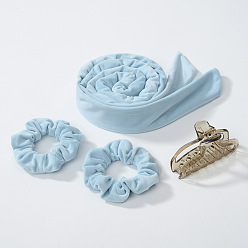 Light blue 4-piece set Lazy Hair Curler Headband for Sleep, Butterfly Bow Wave Maker Tool