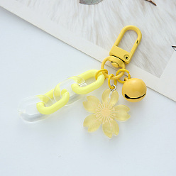 Yellow Adorable Daisy Charm Keychain with Flower Chain and Bell for Bags and Accessories