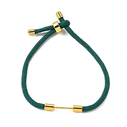 чирок Плетеный браслет из нейлонового шнура, с латунной фурнитурой , реальный 18 k позолоченный, зелено-синие, 9-1/2 дюйм (24 см), ссылка: 24x4 mm