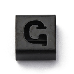 Letter G Ионное покрытие (ip) 304 квадратные подвески-слайдеры из нержавеющей стали, чёрные, Буква G, 9x8x4 мм, отверстие : 3.5x8.5 мм