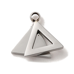 Stainless Steel Color 304 Stainless Steel Charms, Triangle Charm, Stainless Steel Color, 10.5x12x2mm, Hole: 1.6mm
