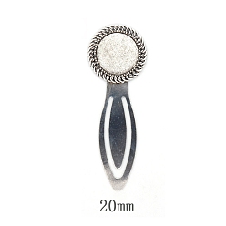 Round Tibetan Style Antique Silver Plated Zinc Alloy Bookmarks Cabochon Settings, Bookmark Findings, Round Pattern, Tray: 20mm