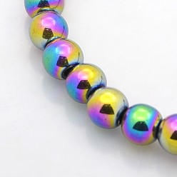 Rainbow Plated Electroplate Non-magnetic Synthetic Hematite Beads Strands, Flower/Plum Blossom, Rainbow Plated, 4x4x2mm, Hole: 1mm, about 117pcs/strand, 15.7 inch