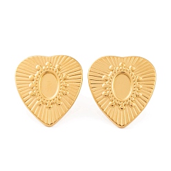 Golden Ion Plating(IP) Heart 304 Stainless Steel Stud Earrings Findings, Golden, 17x16mm, Tray: 6x4mm