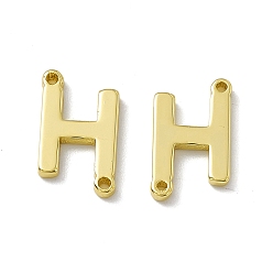 Letter H Rack Plating Brass Connector Charms, Real 18K Gold Plated, Long-Lasting Plated, Cadmium Free & Nickel Free & Lead Free, Letter Links, Letter.H, 14x8.5x1.5mm, Hole: 1mm