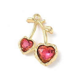 Гиацинт Подвески из сплава и страза, вишня, золотой свет, без кадмия, без никеля и без свинца, стойки покрытие, гиацинт, 26x19x6 мм, отверстие : 1.7 мм