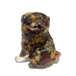 Mookaite Resin Dog Figurines, with Natural Mookaite Chips inside Statues for Home Office Decorations, 50x35x55mm