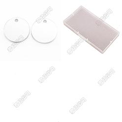 Платина 50шт. алюминиевые подвески, пустые теги, плоско-круглые, платина, 30x1 мм, отверстие : 3 мм