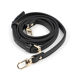 Black Leather Adjustable Bag Strap, with Swivel Clasps, for Bag Replacement Accessories, Black, 105-127x1x0.3cm