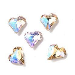 Violet Glass Rhinestone Cabochons, Pointed Back & Back Plated, Heart, Violet, 9x8x3.5mm