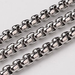 Stainless Steel Color 304 Stainless Steel Venetian Chains Box Chains, Unwelded, Stainless Steel Color, 3x3mm