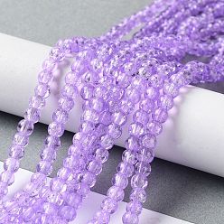 Plum Spray Painted Crackle Glass Beads Strands, Round, Two Tone, Plum, 6mm, Hole: 1.3~1.6mm, about 133pcs/strand, 31.4 inch