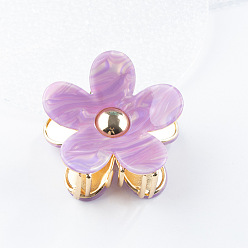 Medium Orchid Flower Shape PVC Claw Hair Clips, with Metal Clips, Hair Accessories for Women & Girls, Medium Orchid, 68x68x35mm