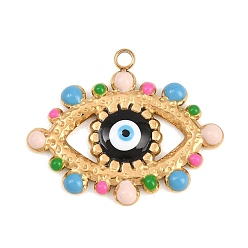 Evil Eye 304 нержавеющей стальной эмали подвески, золотые, Злые чары глаз, 21.5x26x2.5 мм, отверстие : 1.8 мм