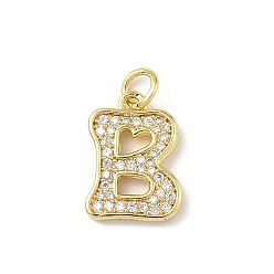 Letter B Латунные микро проложить кубического циркония подвески, без кадмия и без свинца, долговечный, реальный 18 k позолоченный, с целью перехода в кольце, В письме, 15x11x2 мм, Перейти кольцо: 5x1 мм, 3 мм внутренним диаметром