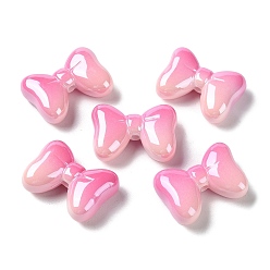 Hot Pink Gradient Color Opaque Acrylic Beads, Bowknot, Hot Pink, 28x20.5x10mm, Hole: 2.5mm