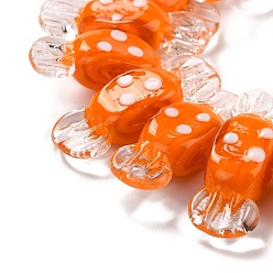 Orange Handmade Lampwork Beads, Bumpy, Candy with Spot, Orange, 26~29x9x7.5~8mm, Hole: 1mm