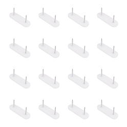 White Plastic Head and Double Iron Pins Nail Glide, Furniture Chair Leg Feet Pads, White, 48x14x6mm, Pin: 1.7mm