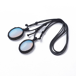 Opalite Opalite Charm Bracelets, with Nylon Cord, Oval, 3.9~7.7cm