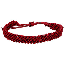 13 wine red Multi-colored minimalist waxed thread braided bracelet for daily wear.