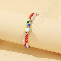 colorful Acrylic Crystal Color Collision Bracelet for Women - Oil Drop Butterfly Heart Pendant BFF Bracelet Gift.