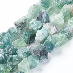 Fluorite Raw Rough Natural Fluorite Beads Strands, Nuggets, 15~20x14~18x10~14mm, Hole: 1mm, about 25pcs/strand, 14.9 inch(38cm)
