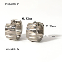 Платина Стильные 304 из нержавеющей стали обруч серьги, платина, 13.1x6.83x2.35 мм