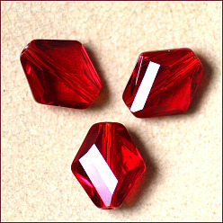 Dark Red Imitation Austrian Crystal Beads, Grade AAA, Faceted, Rhombus, Dark Red, 9.5x8x4mm, Hole: 0.9~1mm